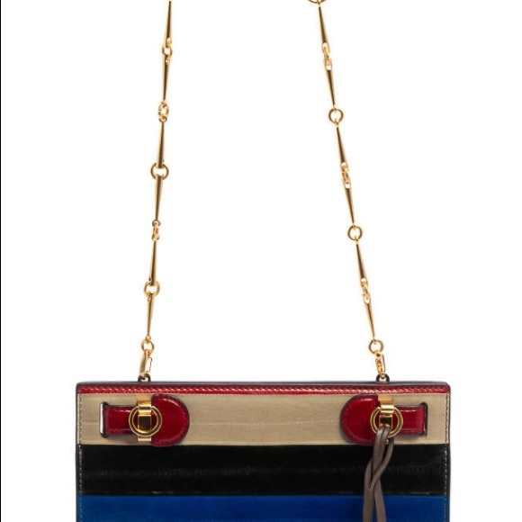 Tory Burch Colorblock Patchwork Eel Leather Lee Radziwill Shoulder Bag NWT - Picture 9 of 16